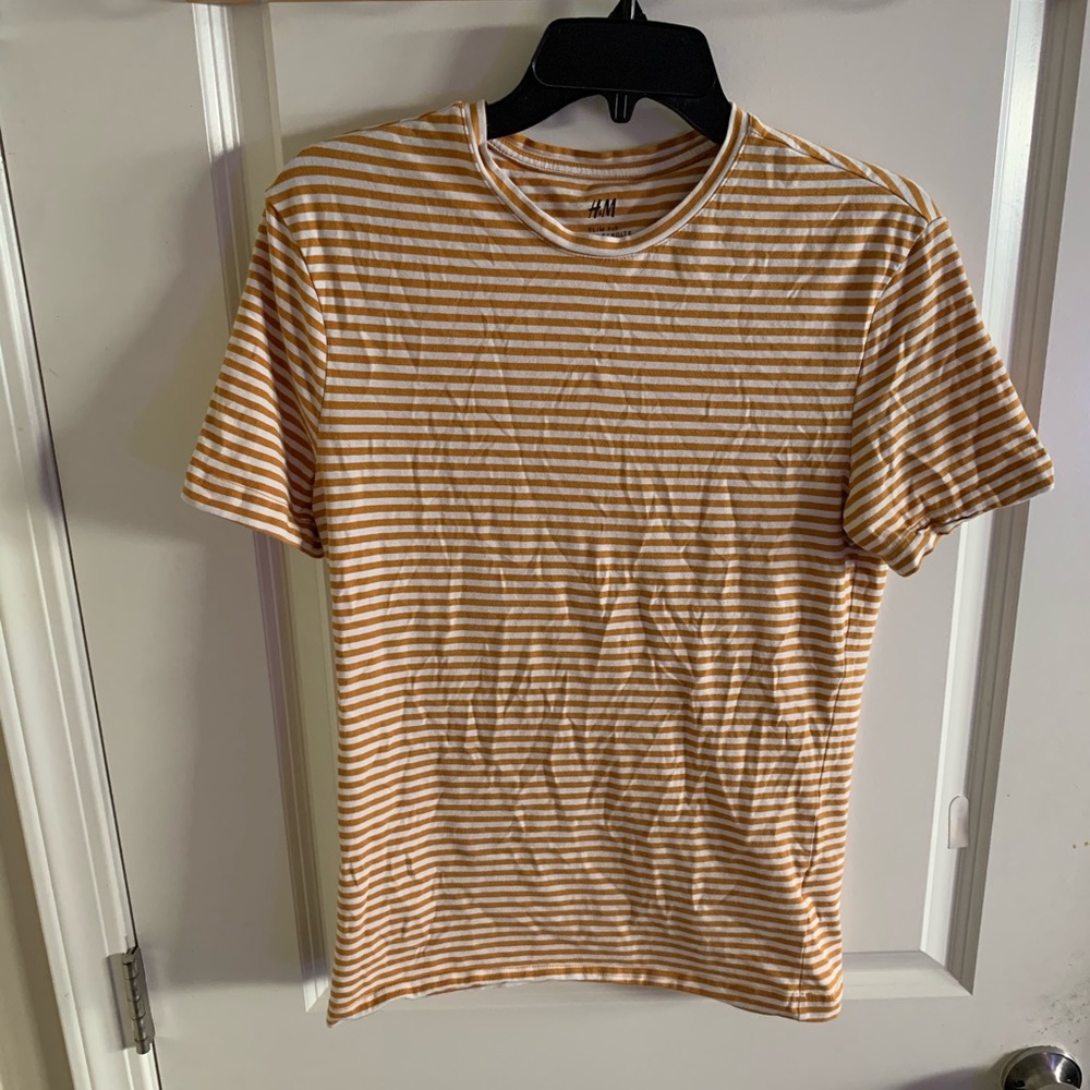 White and Yellow Striped T-Shirt